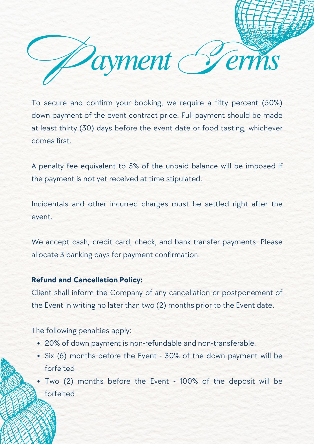 Event Payment Terms
